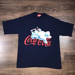 Coke Coca-Cola Mr. Cool Polar Bear Drinking A Coke Men’s Vintage 90s Shirt Sz XL